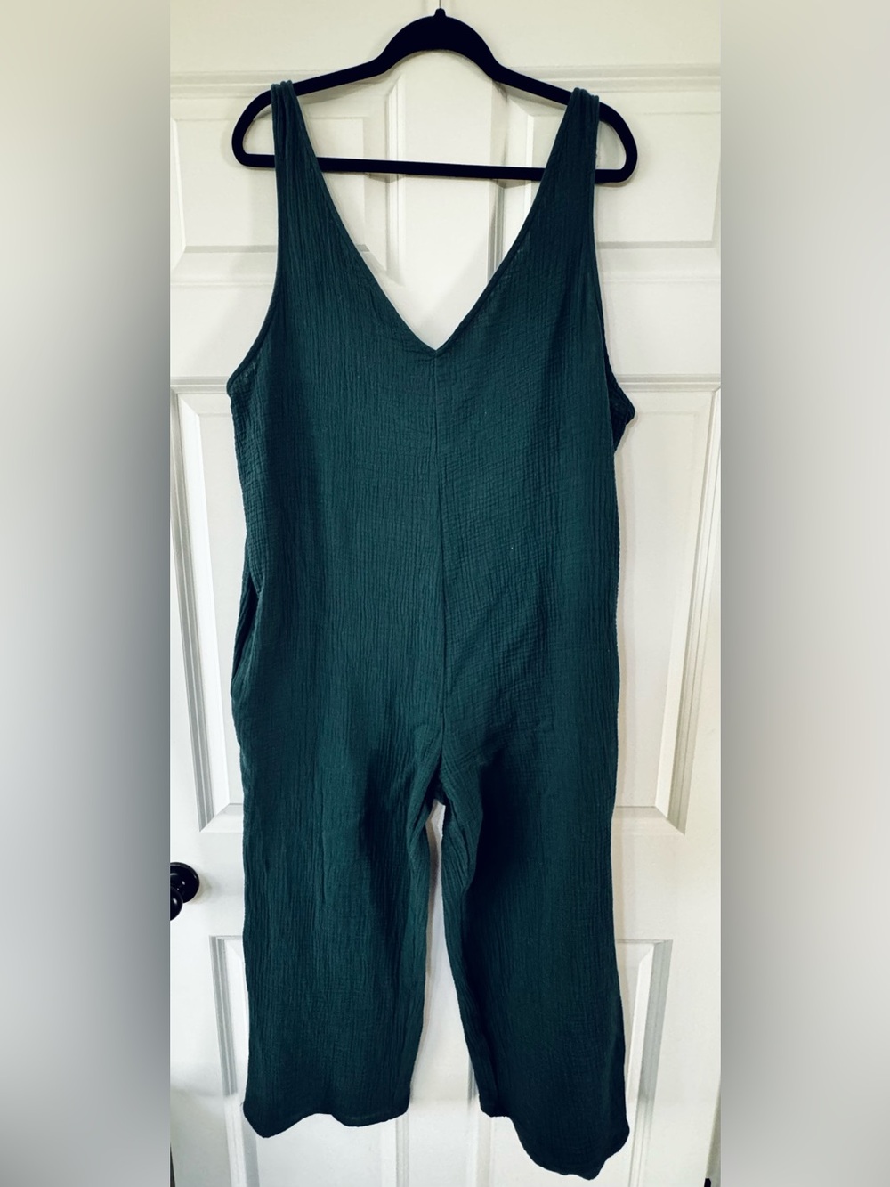 Earthbound Trading Co Crinkle Gauze Jumpsuit Emerald Green